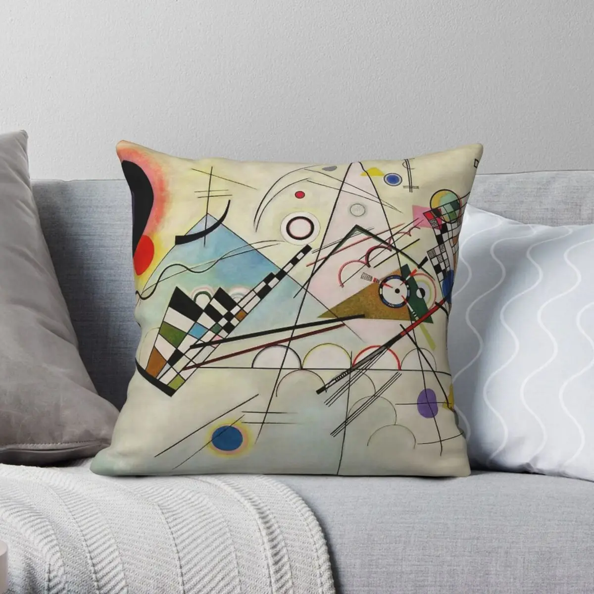 Composition 8 Wassily Kandinsky Square Pillowcase Polyester Linen Velvet Creative Zip Decor Home Cushion Case