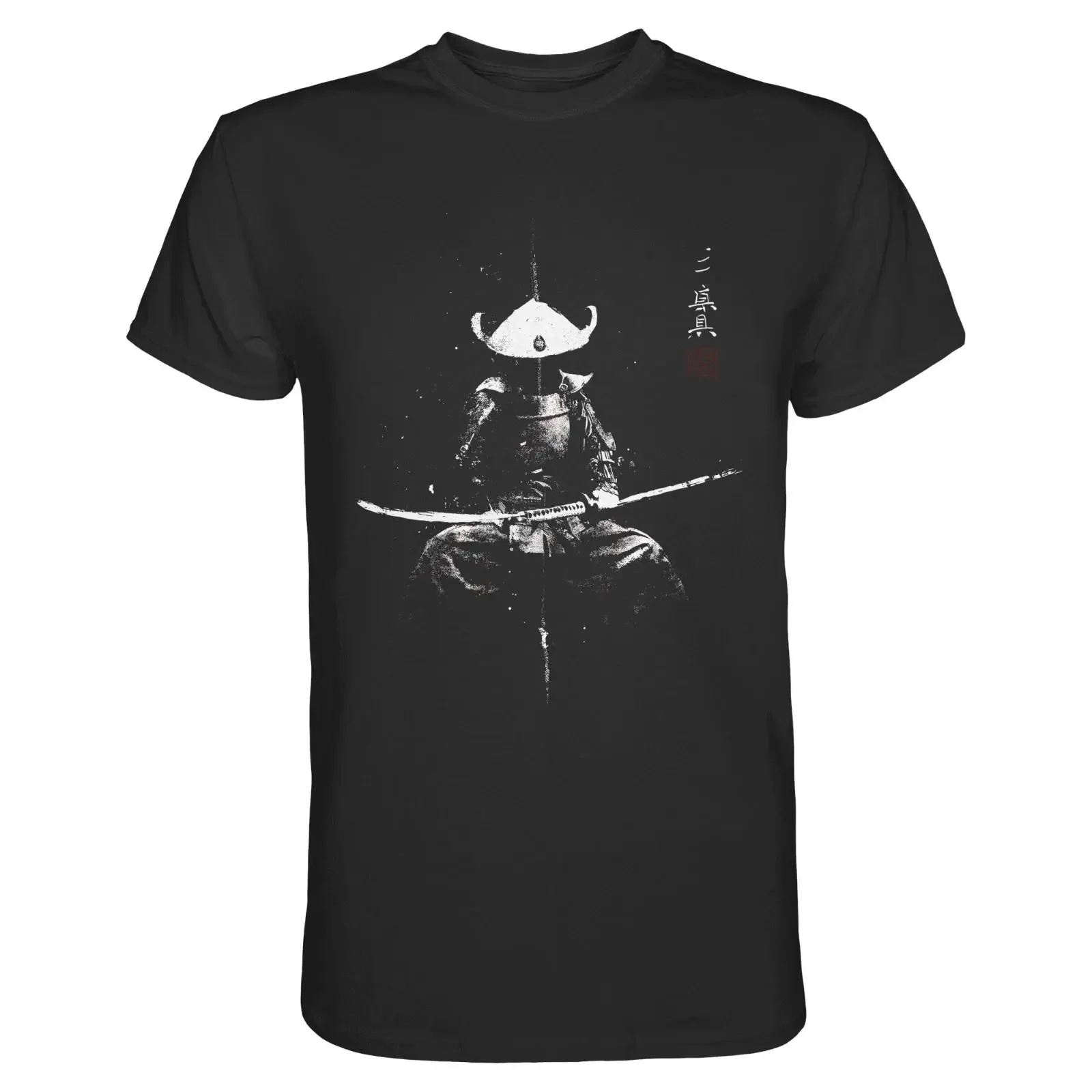 Samurai T-Shirt Japan Krieger Katana Kunst Motiv Japanisch Shaolin Herren Vintage Washed Herren Stretch-Designerkleidung