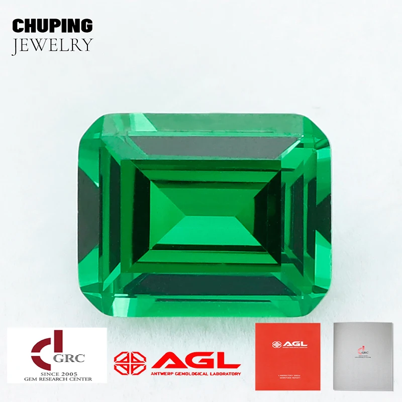 New Premium Quality Emerald Cut Lab Tsavorite Provide Selectable AGL Certificate Loose Travorite Gemstones For Jewelry Making