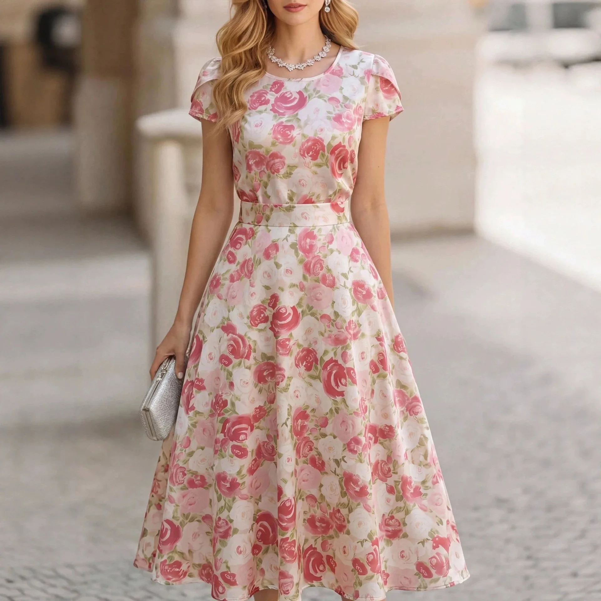 Elegant Floral Print Dress Summer Spring Casual Party Midi Dresses Women 2025 Boho Jumpsuit Playsuit Matching Set