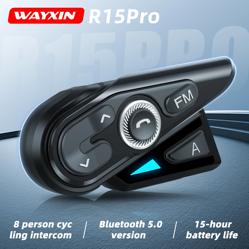 WAYXIN R15 Pro 8 Riders Motorcycle Helmet Intercom IP67 Waterproof Long Battery Life Active Noise Cancelling 1200M Long Range