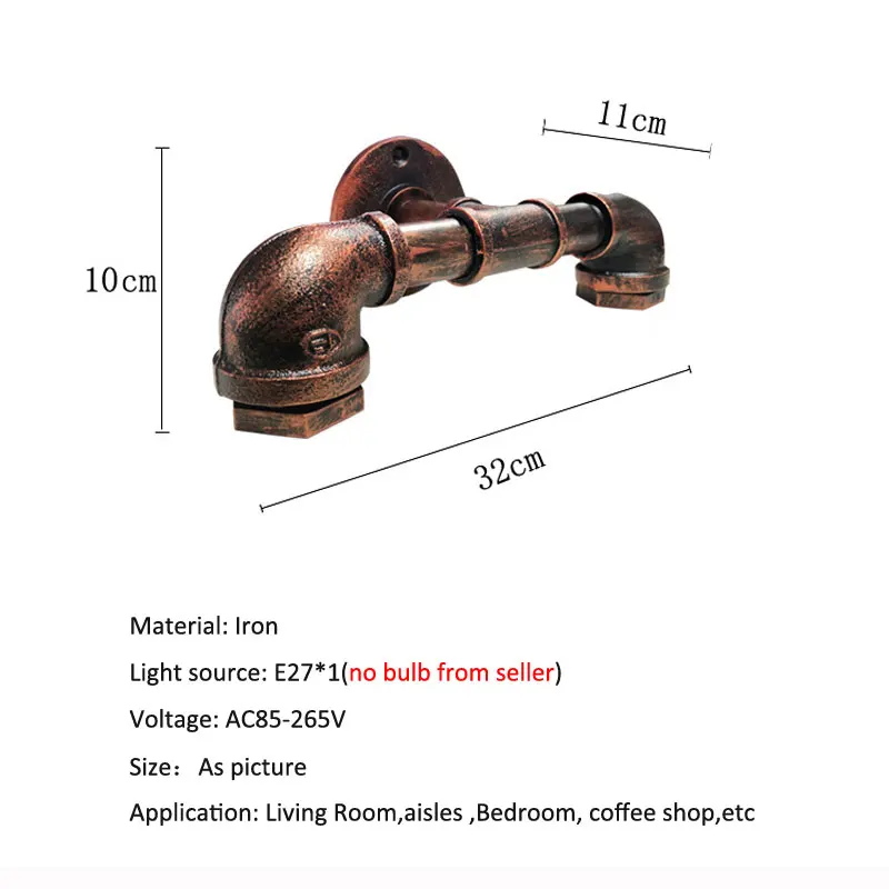 American industrial Retro iron wall lamp background wall indoor warehouse corridor living room bedroom water pipe Light Bra