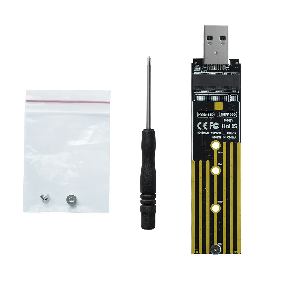 Карта M.2 NVME PCIe NGFF SATA M2 с двумя протоколами SSD Поддержка 2230 2242 2260 2280 NVME/SATA M2 SSD RTL9210B Адаптер M.2-USB