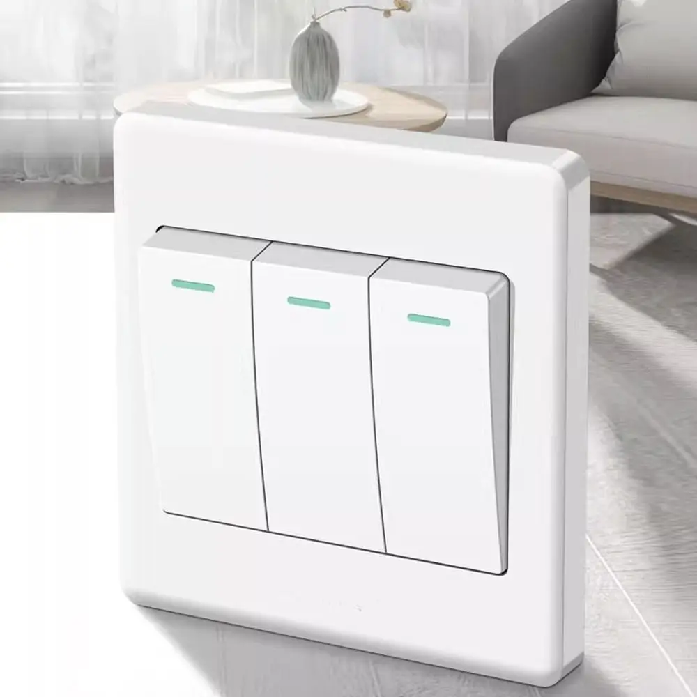 

Новые 1-позиционные настенные выключатели с люминесцентным индикатором, аксессуары для дома, прочная панель переключателей настенного освещения 1/2/3/4 Gang