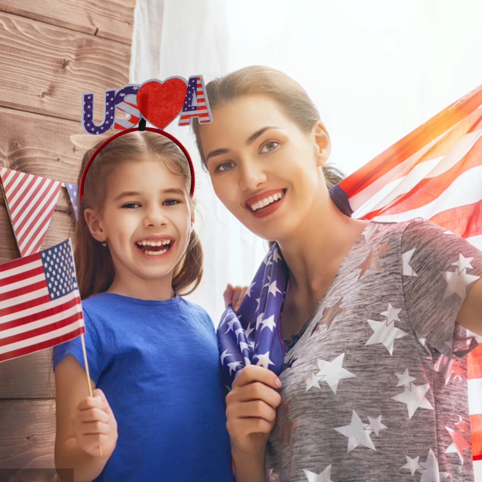 

4Pcs Patriotic Decoration Independence Day Hair Bands Universal Size Adorable Design Festive Party Accessories