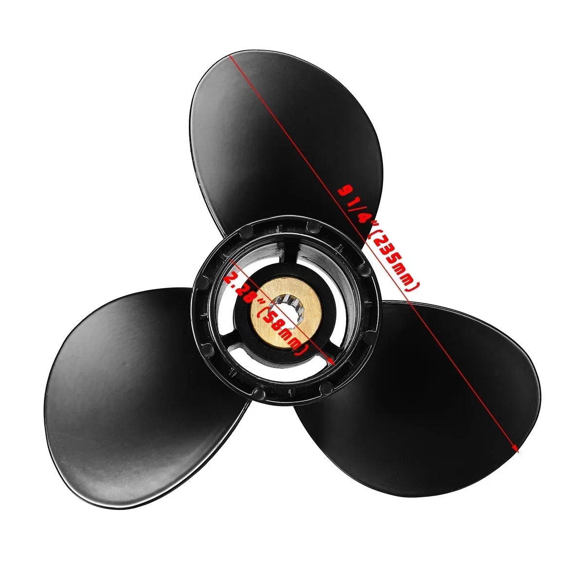

Aluminum Alloy 9 1/4 x 8 Outboard Propeller For Suzuki Engine 8-20HP 58100-91D00-019 Marine Propeller 10 Spline Tooth 3 Blades