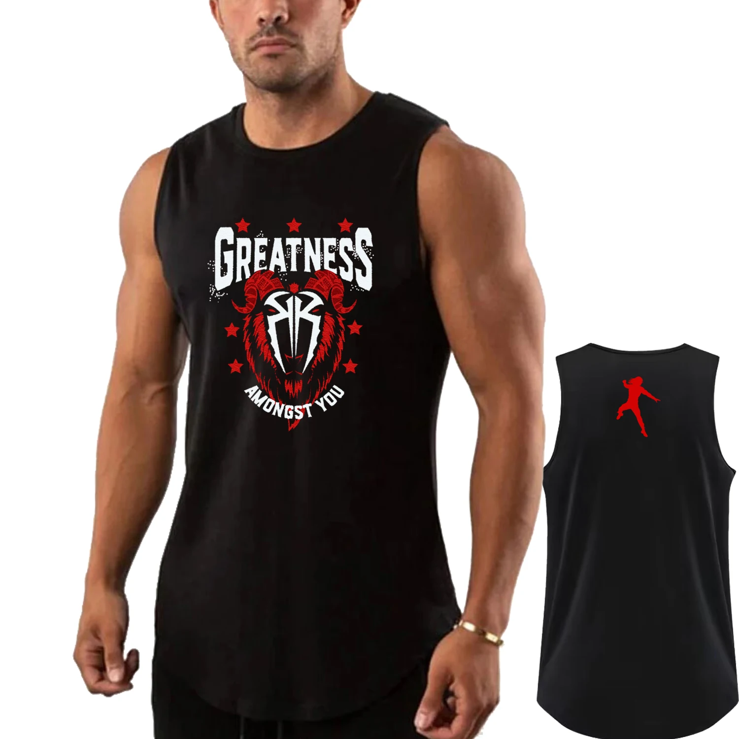 Men's Wrestling Fans 2025 Summer New Roman Reigns Black Tank Top Street Casual Fashion Top