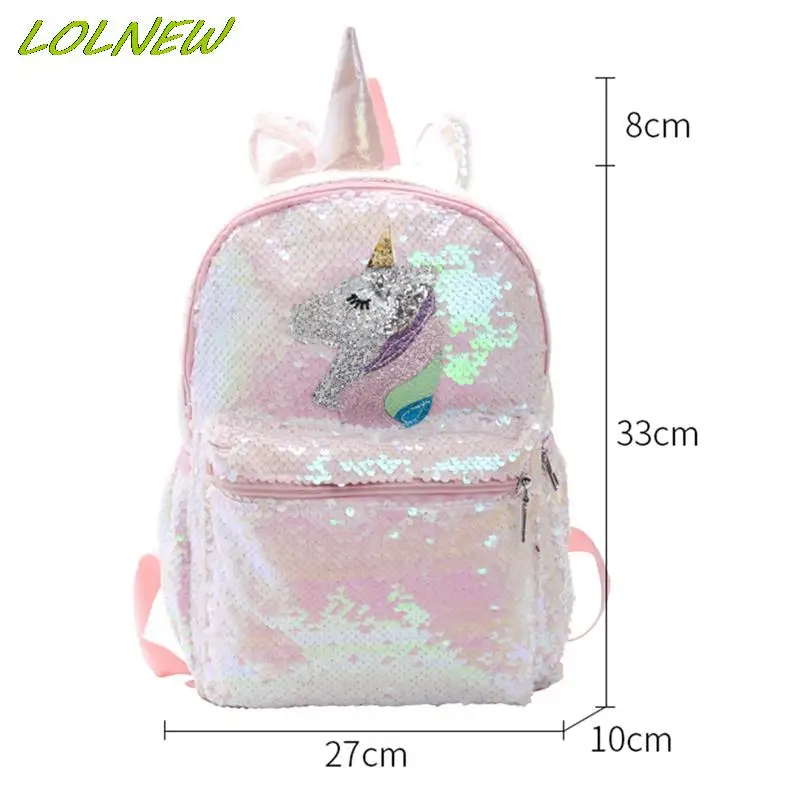 Unicorn Sequin Backpack Cartoon School Bag School Bookbag large capacity Book food Storage Double Shoulder Backpack Travel Bag