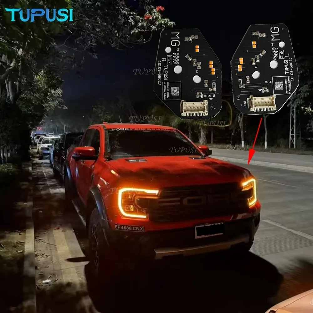 Yellow Amber White DRL LED Boards For Ford Ranger T9 LED 2011-2024 LED Headlight Daytime Running Light XL/XLT Replace Unit