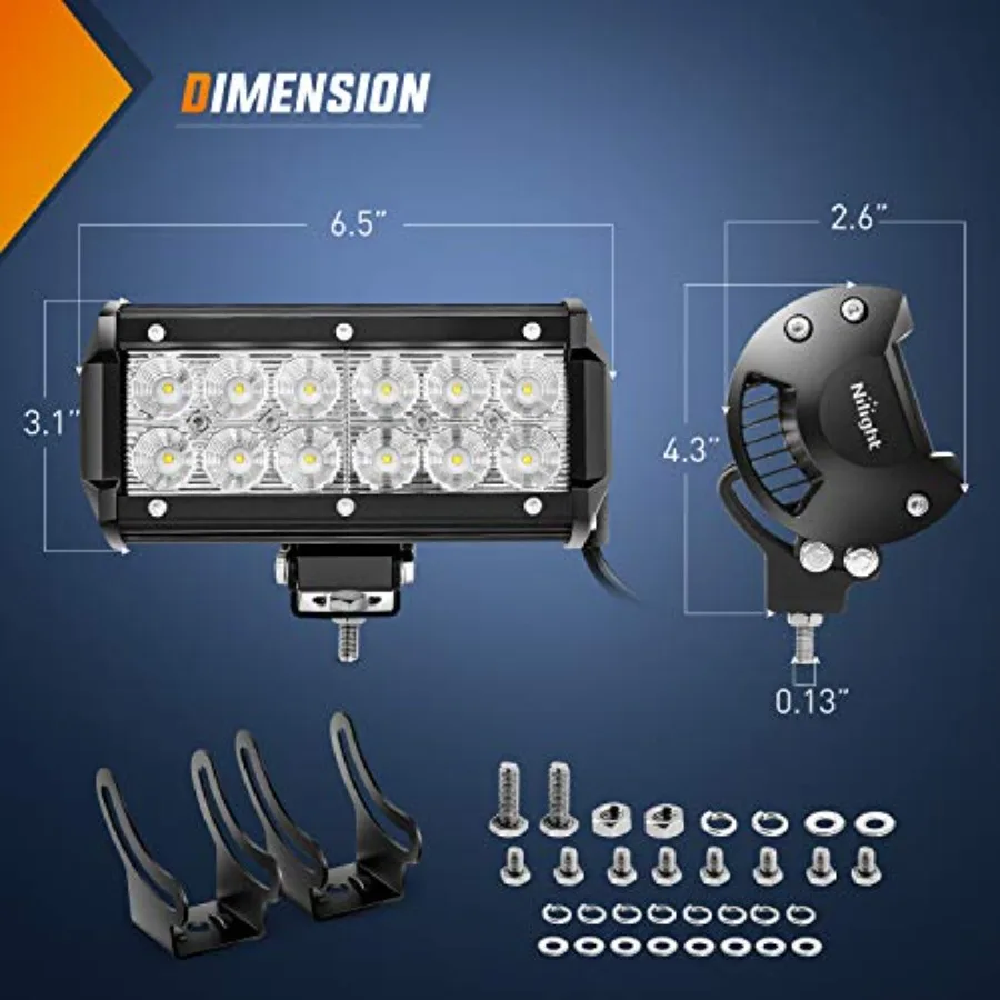 - 4PCS 36W 6.5 Inch Flood LED Light Bar Off Road Super Bright Driving Fog Boat Driving LED Work Light for Jeep