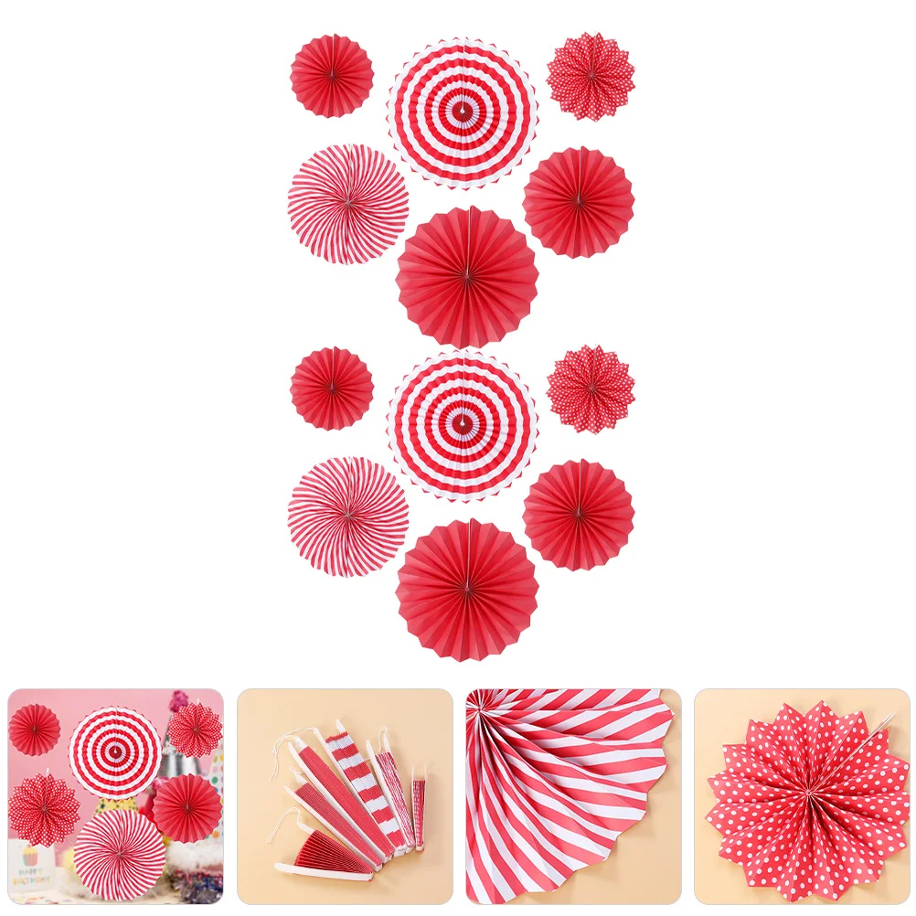 

2 set Wall Paper Fans Pendants Background Wall Decor For Wedding Party Festival Decoration Hanging Paper Fans Decorative Props