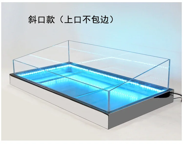 Customized Buffet Seafood Plate Light Luminous Glass Ice Table Commercial Use