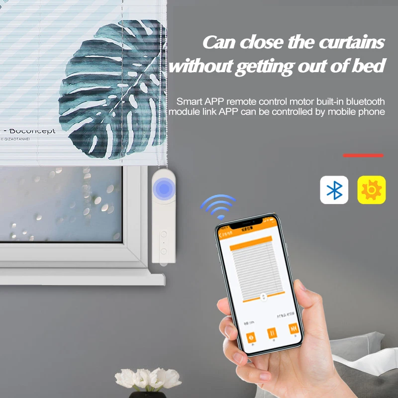 Smart Motorized Chain Roller Blinds Drive Motor, DIY Powered by Solar Panel and Charger Build-in Bluetooth APP Control