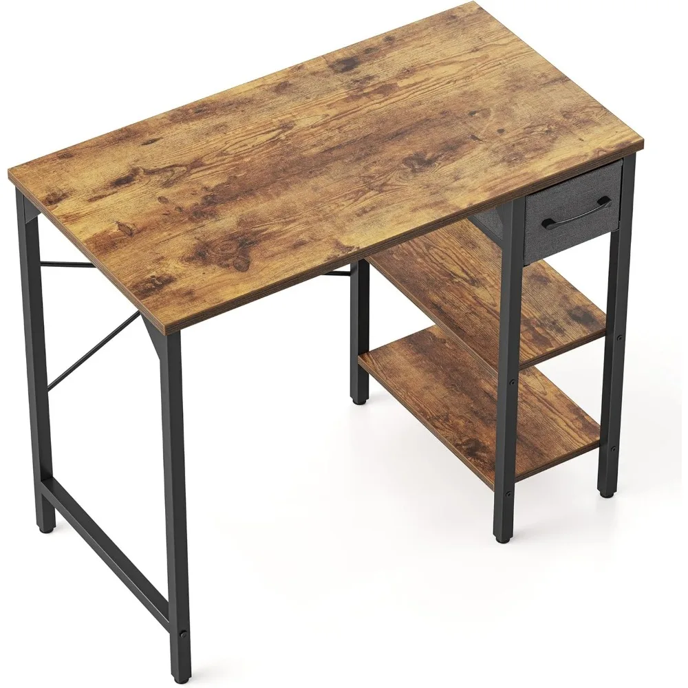 Kompaktowe biurko do domowego biura 35 z szufladami i półkami zapewniające efektywny przestrzeń roboczą