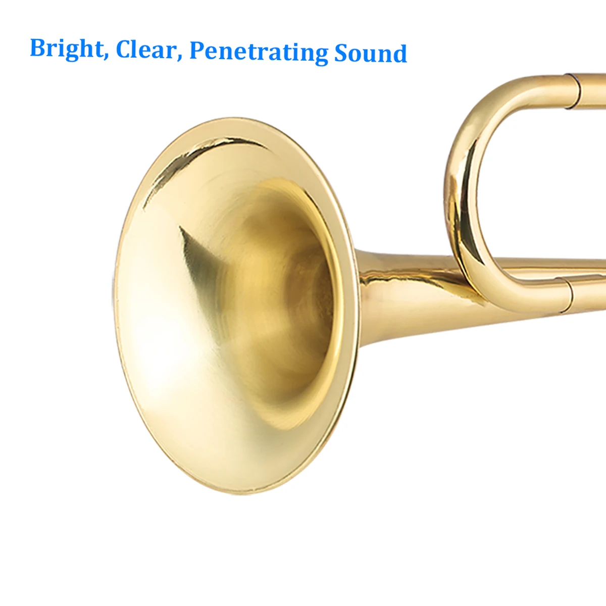 Brass C Bugle Call Gold-Plated Trumpet Cavalry Horn with Mouthpiece for Beginners (18.7 Inch)