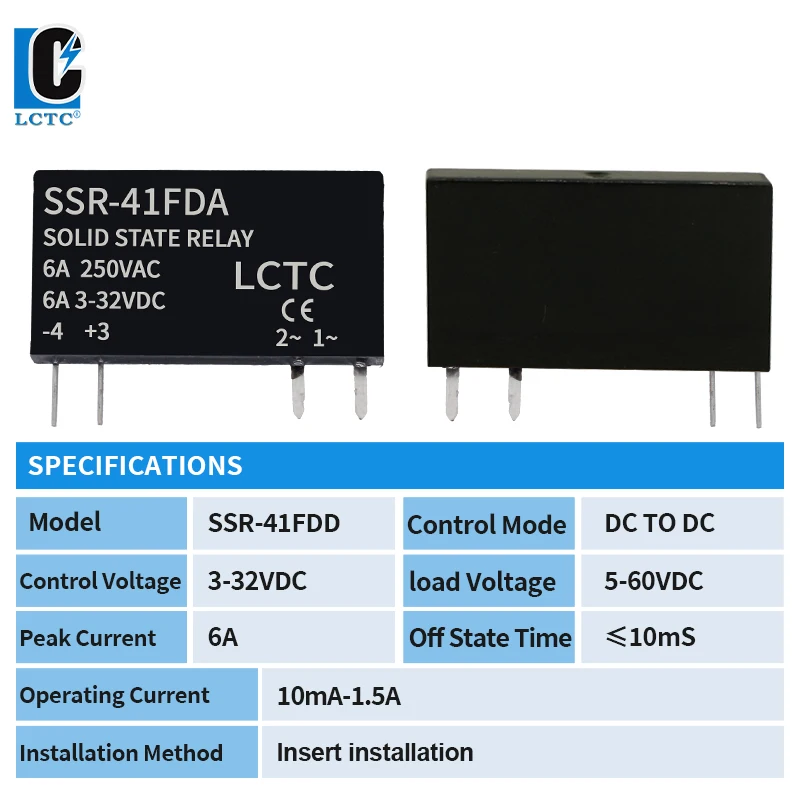 Solid State Relay SSR Slim Relay DC Control AC DC Control DC DIN Rail Relay SSR-41FDA SSR-41FDD 6a 3-32VDC Small Size