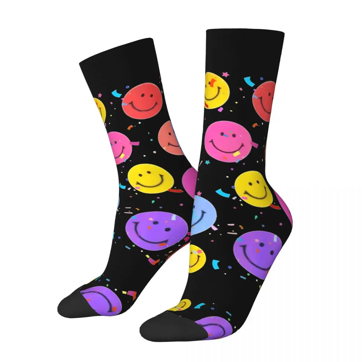 Crazy compression Happy Face Sock for Men Vintage Quality Pattern Crew Sock Novelty