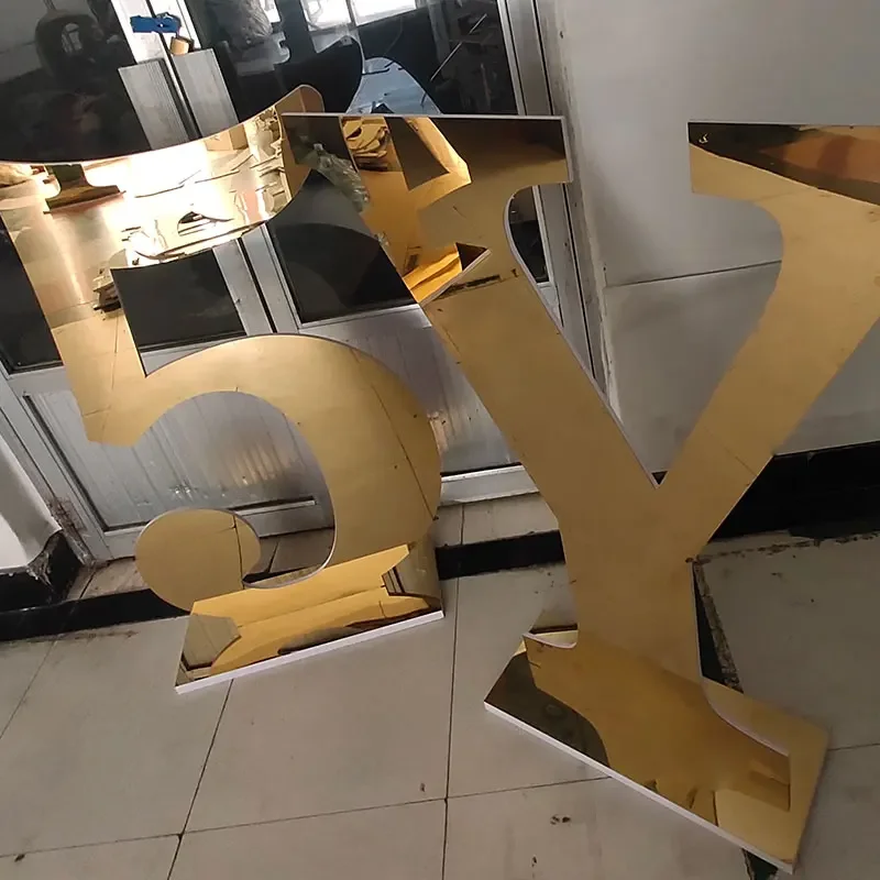 Free Standing Gold Sliver Metal Acrylic Numbers 4Ft Mirror Marquee Numbers For Party
