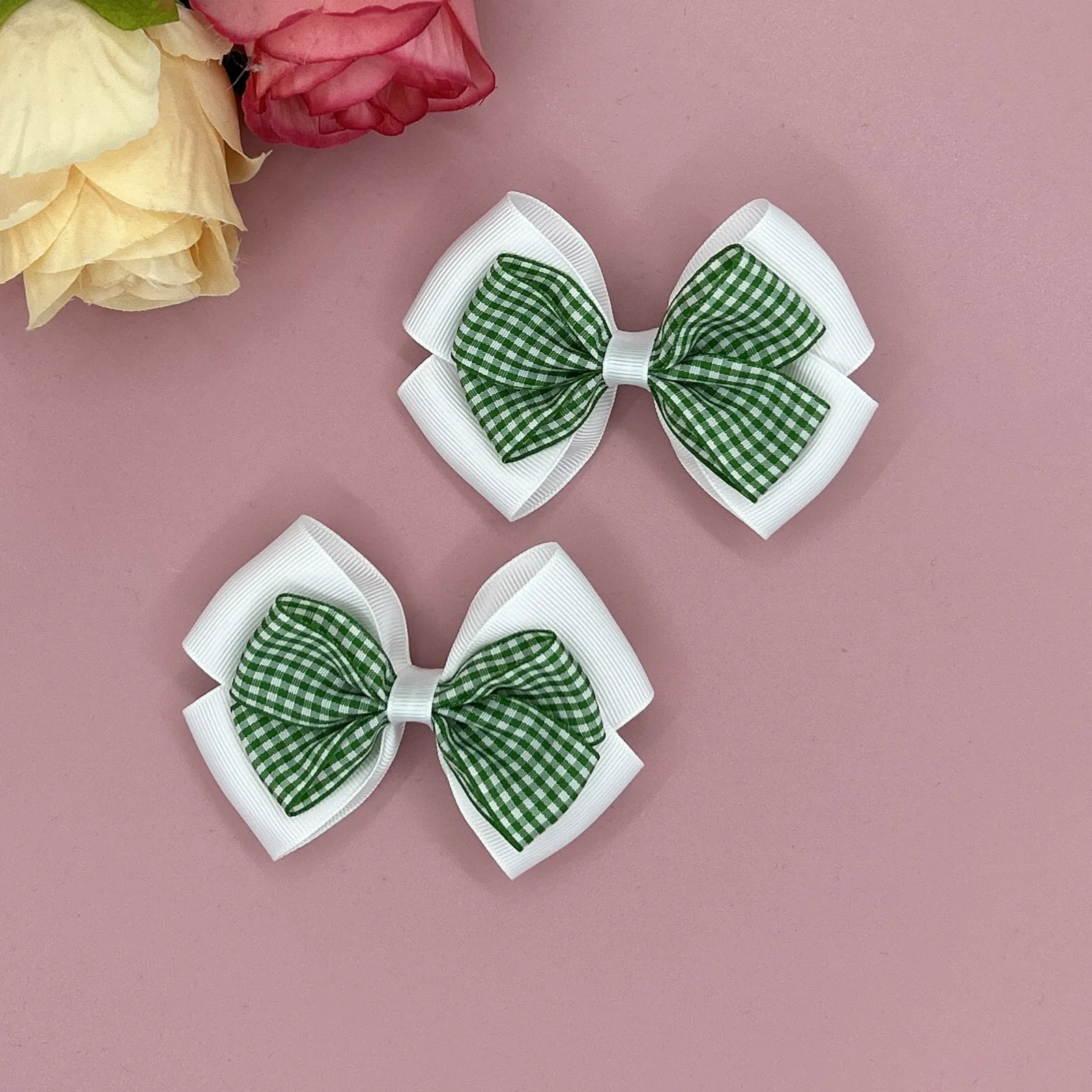 40PC Tartan Bow Hair Clips for Baby 4Inch Plaid Print College Style Barrettes Hairpins Girls Kids Hair Accessories Bulk Headwear