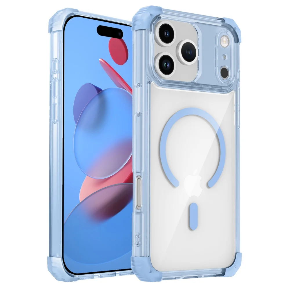 Transparente, stoßfeste Magnethülle für iPhone 11, 12, 13, 14, 15, 16, 17, Pro Max Air Plus, für Magsafe, magnetische Acryl-Hartschale