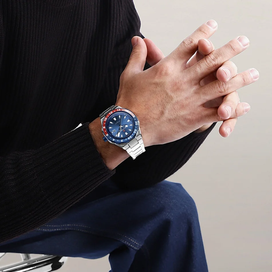 

NAVIFOCE Роскошные деловые часы для мужчин, спортивные водонепроницаемые кварцевые часы, мужские военные наручные часы с ремешком из нержавеющей стали Relogio Masculino