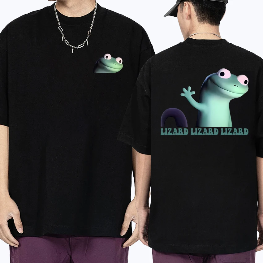 

Fashion Lizard Funny Meme Cartoon Graphics short sleeve T-shirt Unisex harajuku Cute Kawaii T shirts Men Women 100% Cotton Tops