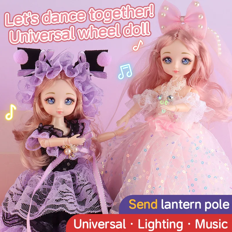 9 Inch Motorized Fashion Princess Doll with LED Lights and Music, Princess Toys for Girls and Kids, Exquisite Birthday Gifts