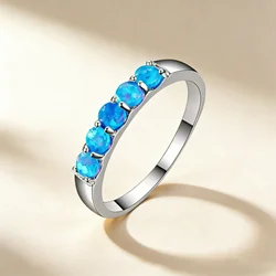 New design blue fire opal Women's Rings Anti Allergy Elegant Jewelry perfect birthday and anniversary Dating gifts for women