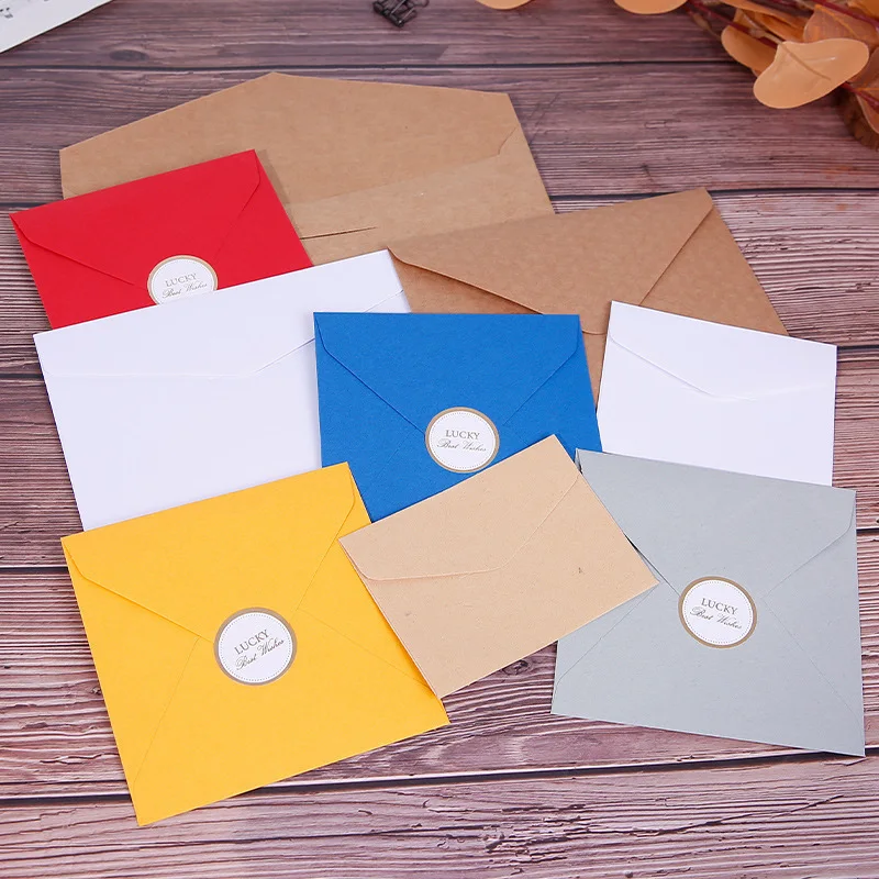 50pcs/lot 10.5x10.5cm Kraft Paper Envelopes Small Business Supplies Invitations Postcards 130g Message Letters Wedding Packaging