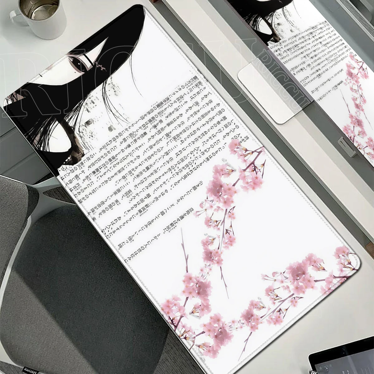Anime Aesthetics Mousepad Schwarz Weiß Engel Mauspad Büro PC Tastatur Schreibtische Dekoration Schreibtischunterlage Bürozubehör E-Sport Teppich