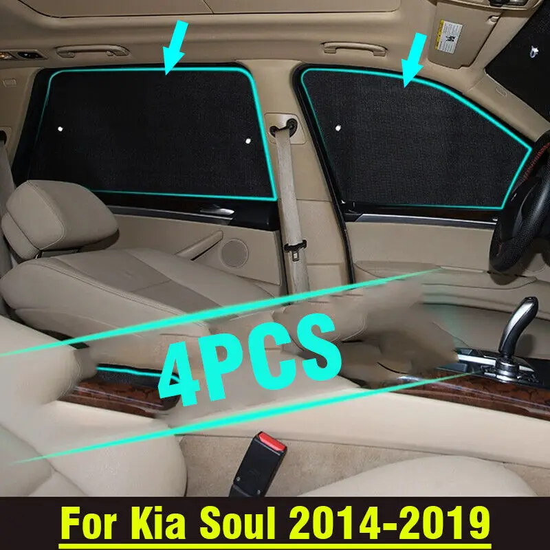 

Для Kia Soul 2014-2019 боковое окно лагеря черный серебристый солнцезащитный козырек для конфиденциальности 4 шт.