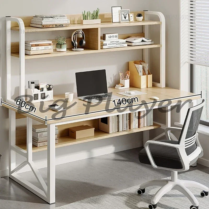 Computer Desktop Desks Home Writing Desk Reading Desk Student Study Desks Table Bedroom Furniture Simple with Bookshelf Table M