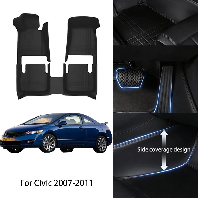 

Custom Fit PU Leather Car Floor Mat For Honda For Civic 2007 2009 2011 2015 2019 2023 Luxury Full Set Auto Interior Accessories