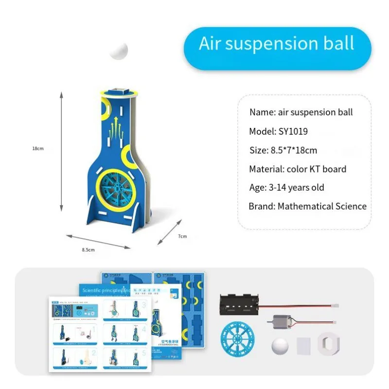 STEM 3D Assembly Air Suspension Ball Science Experiment Steam Teaching Handmade DIY Student Classroom Tool Aerodynamics Learning