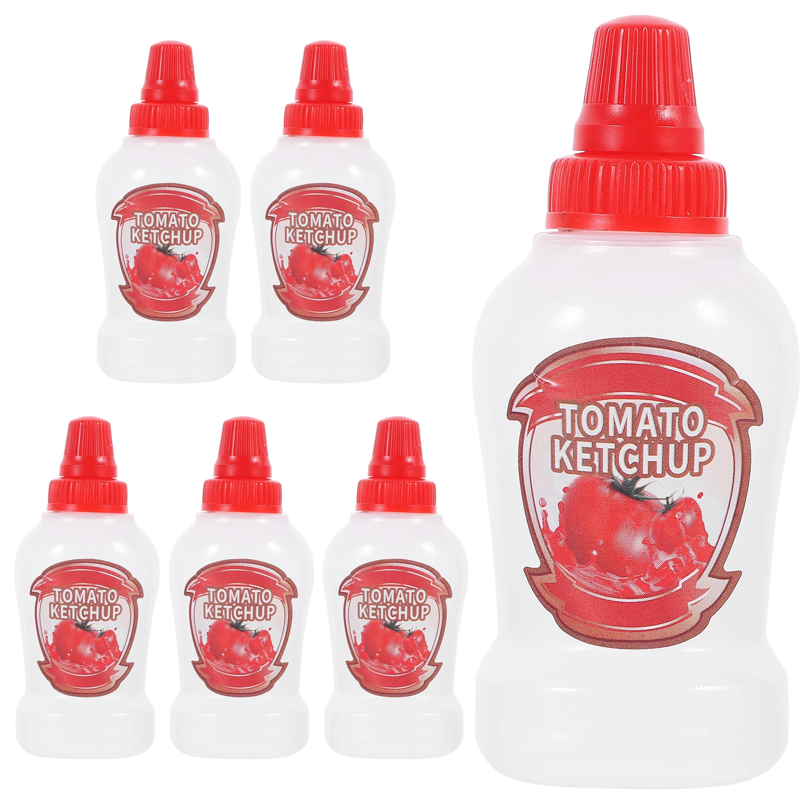 

6pcs 40ml Mini Portable Sauce Bottles Bright Lids for Soy Vinegar Hot Condiments Suitable Picnic Lunch Box Outdoor Travel
