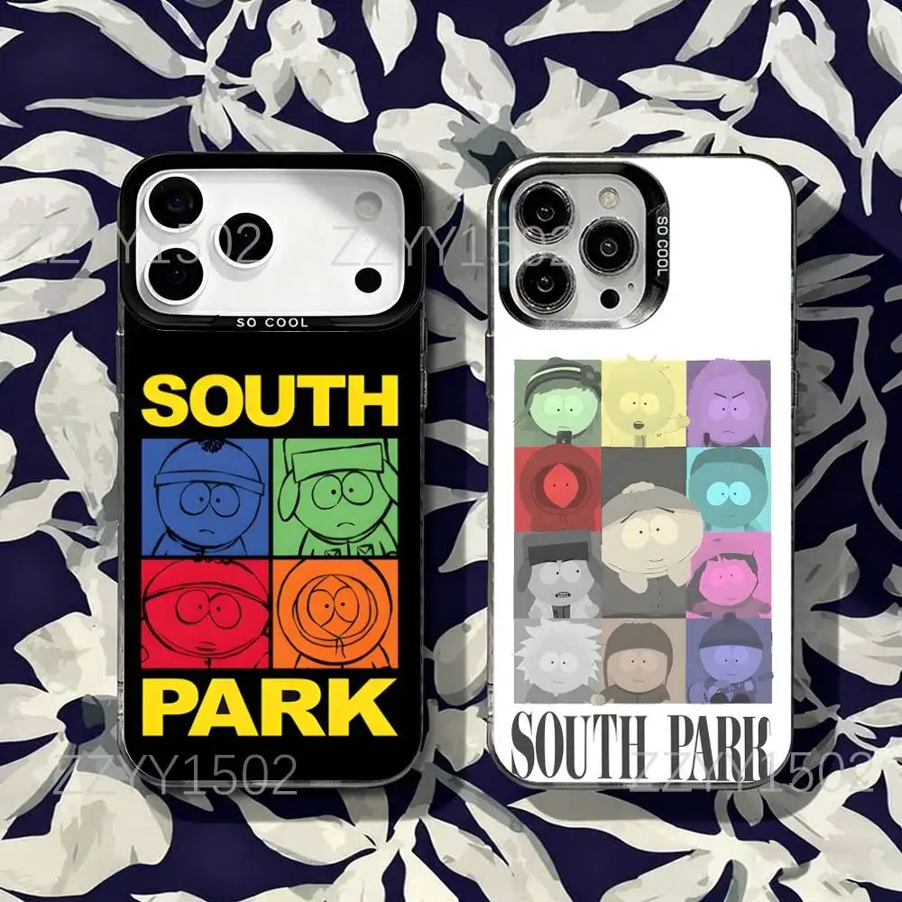 

Cartoon S-South P-Park Phone Case For iPhone 17,16,15,14,13,12,X,8,Pro,Max,Plus,SE4,Air,Mini HD Black IMD Matte