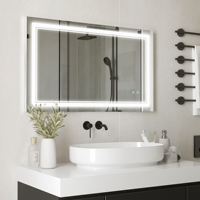 Kleankin bathroom mirror with LED light 100x60 cm touch switch 3 lights adjustable