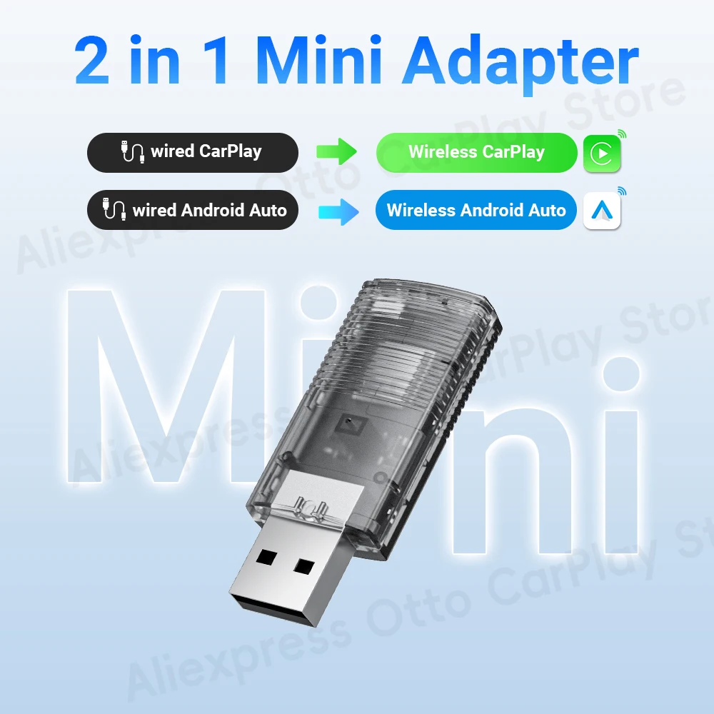 Mini Wireless CarPlay Android Auto Adapte 2 in 1 Car Accessories Car Play Dongle for iPhone and Android Phone New Arrivals 2024