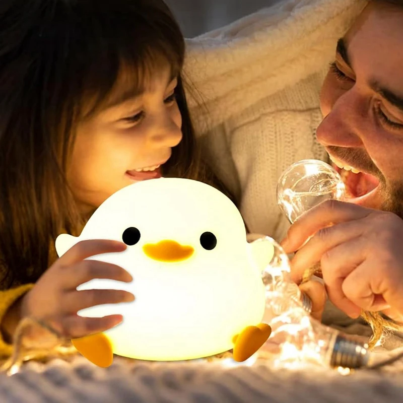 女の子のためのアヒルのナイトライト、子供部屋のベッドサイドランプ、タッチコントロール、ポータブル、調光可能、耐久性、かわいい、ギフト