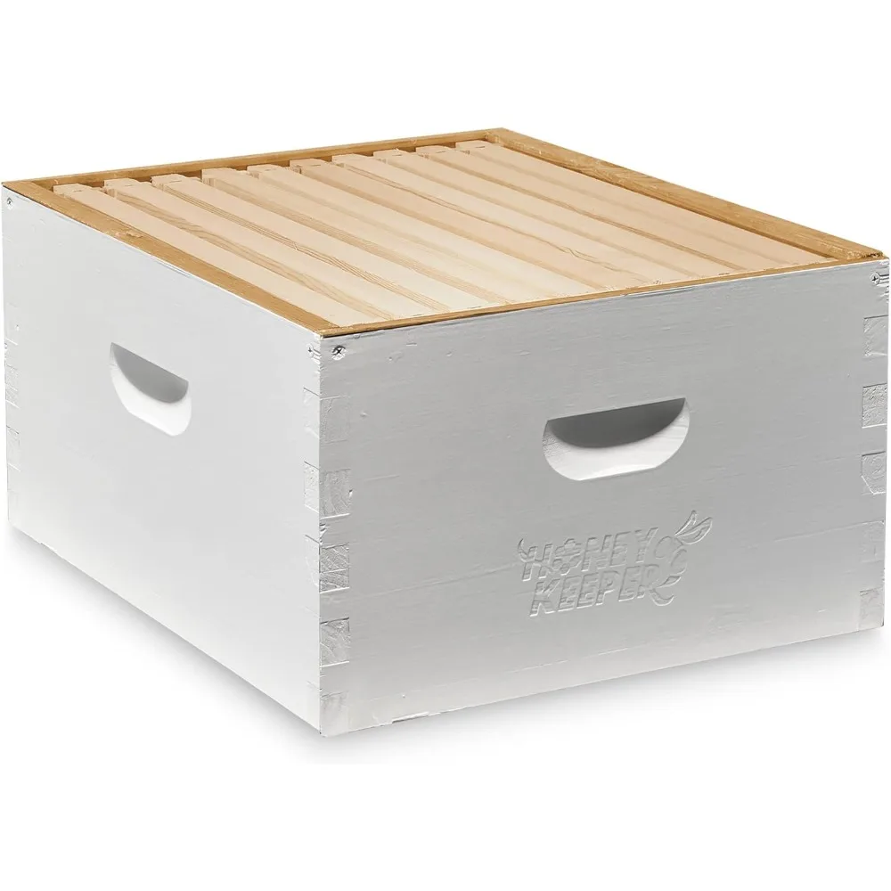 

Complete Deep Hive Body Kit, Painted and Assembled Beehive with 10-Frames, White