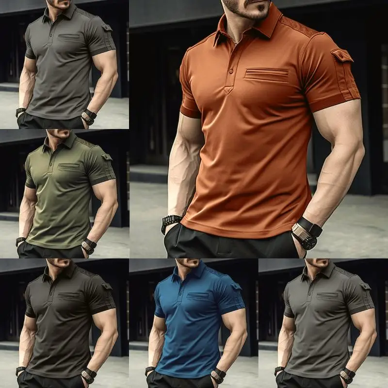 

2023 Men's irt with ket Cross Border Sle Regular Fit Cool Sensation Thiened Cotton Ciwalk Suitable Cleanfit S...