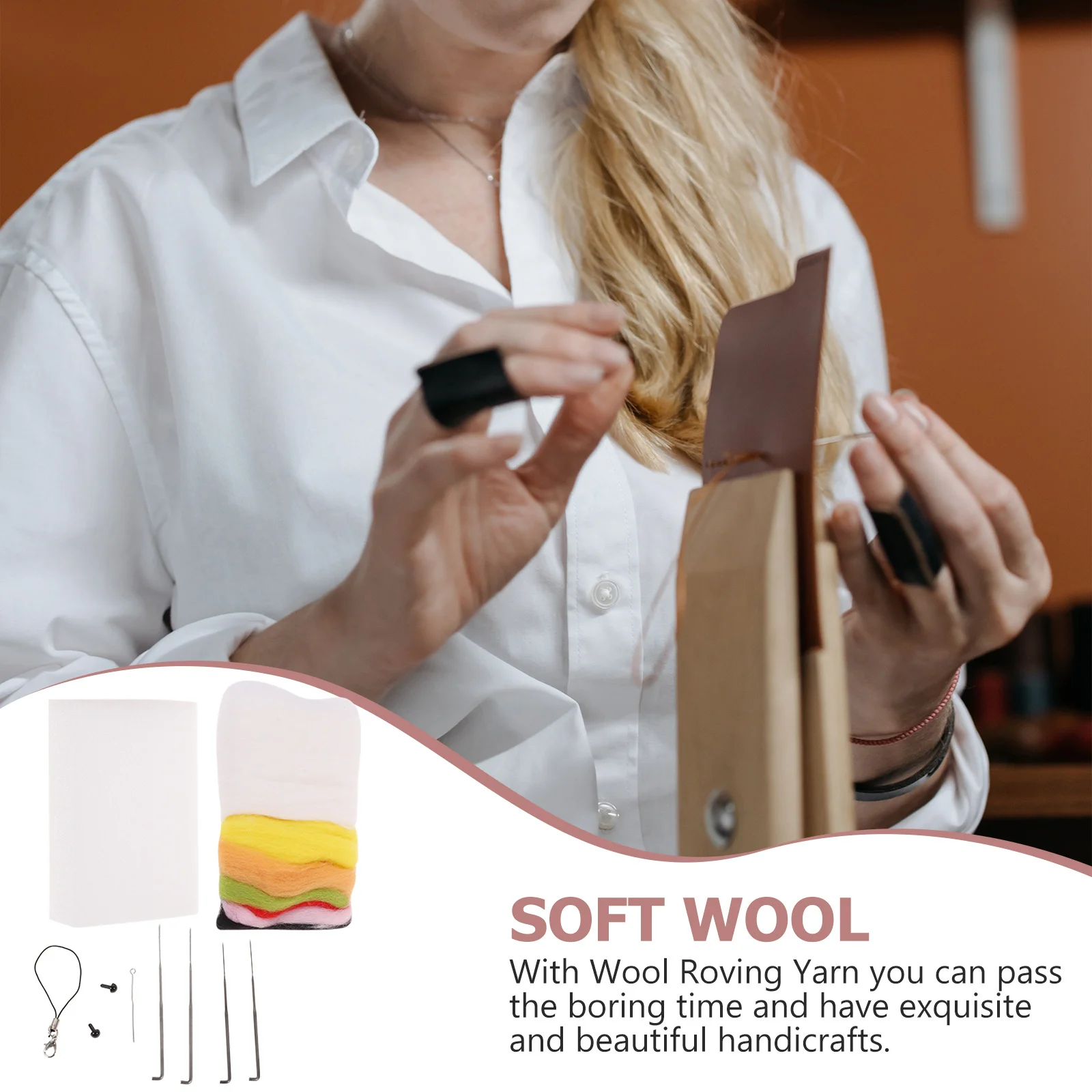 

DIY Punch Wool Felting Cartoon Rabbit Kit Easy Embroidery Craft Set Kids Handcraft Tool Creative Gift Needling Felting Kit