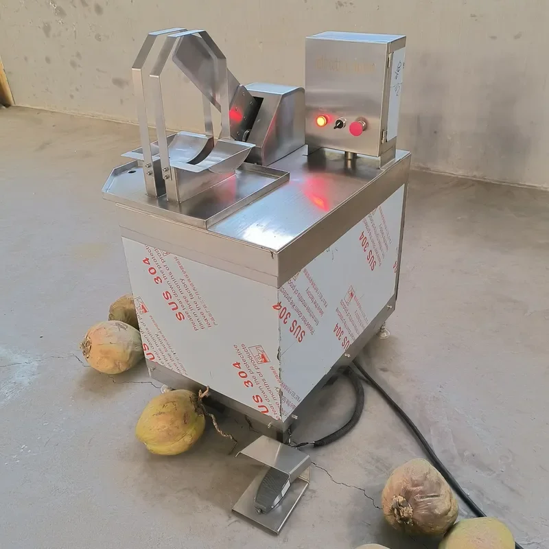 Electric Motor 304 Stainless Steel Brown Old Green Fresh Young Coconut Half Cutting Cutter Machine Automatic Splitting