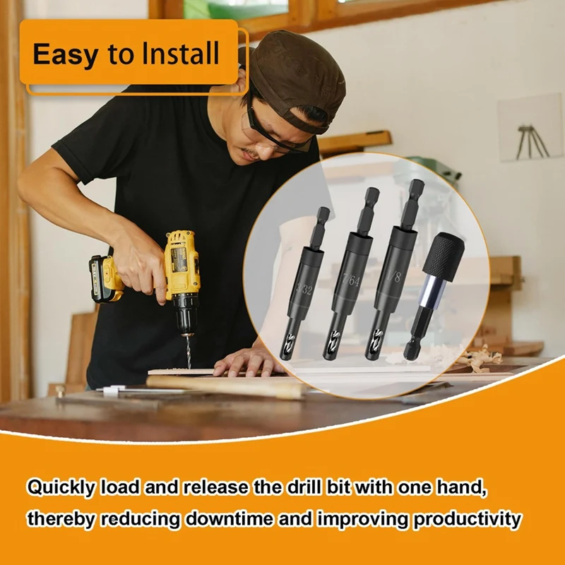 ABPP-Самоцентрирующее сверло 3/32", 7/64", 1/8 дюйма с держателем бит для шестигранного хвостовика 1/4 дюйма, сверло для поиска центра сверла