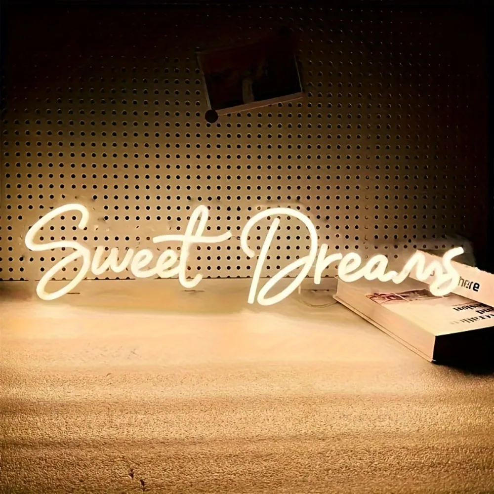 

Неоновая вывеска «Sweet Dreams» - настенный светильник для спальни с теплым белым свечением и каллиграфическим шрифтом, освещение для комнаты, подарок для друга