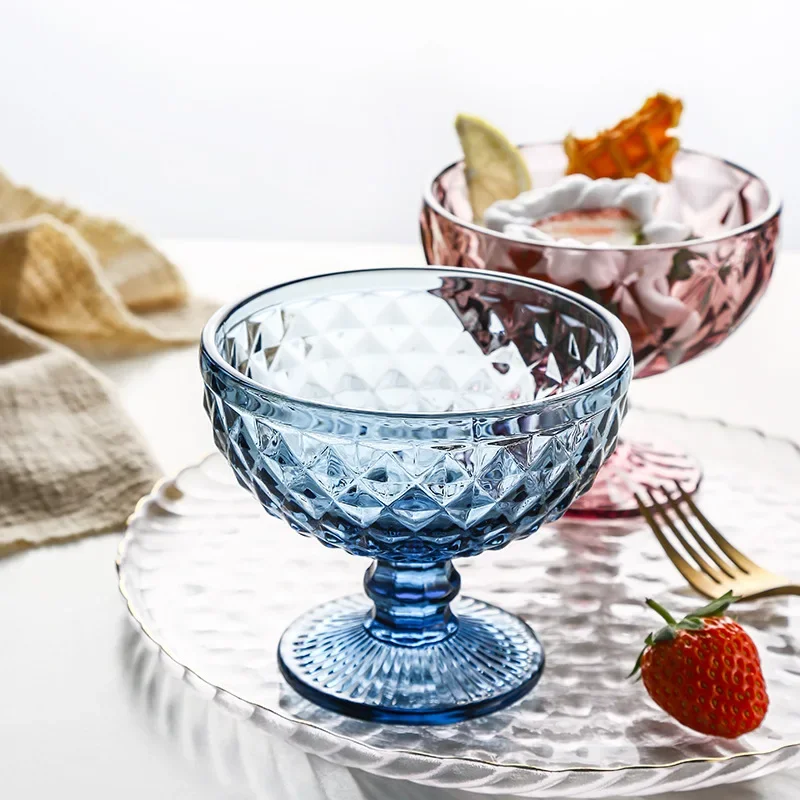 

Glass Ice Cream Cup Dessert Bowl Colorful High Footed Milkshake Cup Kitchen Gadgets Ice Cream m