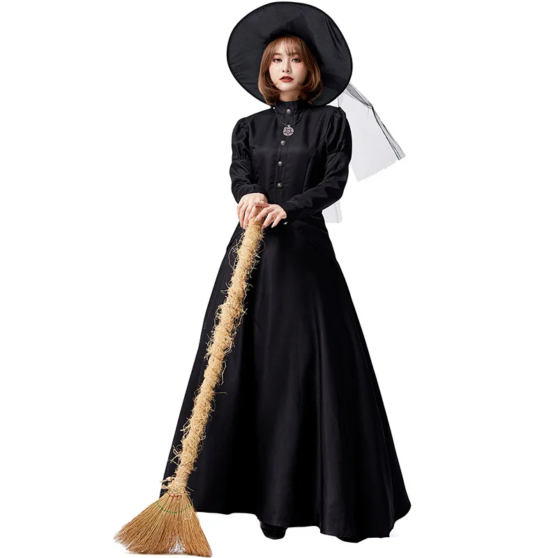 Adorabile costume da strega lungo Dr Hat loween Role-plang Costume Little Devili Witches Outfit Ele Abito lungo