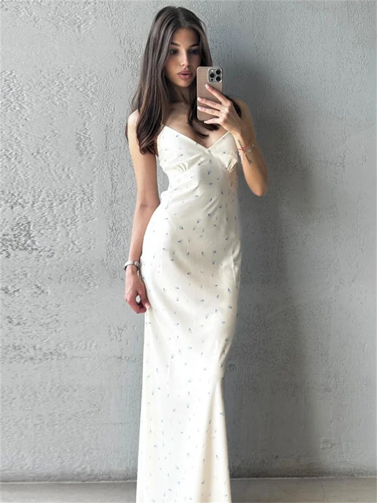 Tossyฤดูร้อนพิมพ์Backlessชุดยาวผู้หญิงVคอสูงเอวSlimสปาเก็ตตี้Patchwork Party DressหญิงBodycon Dress