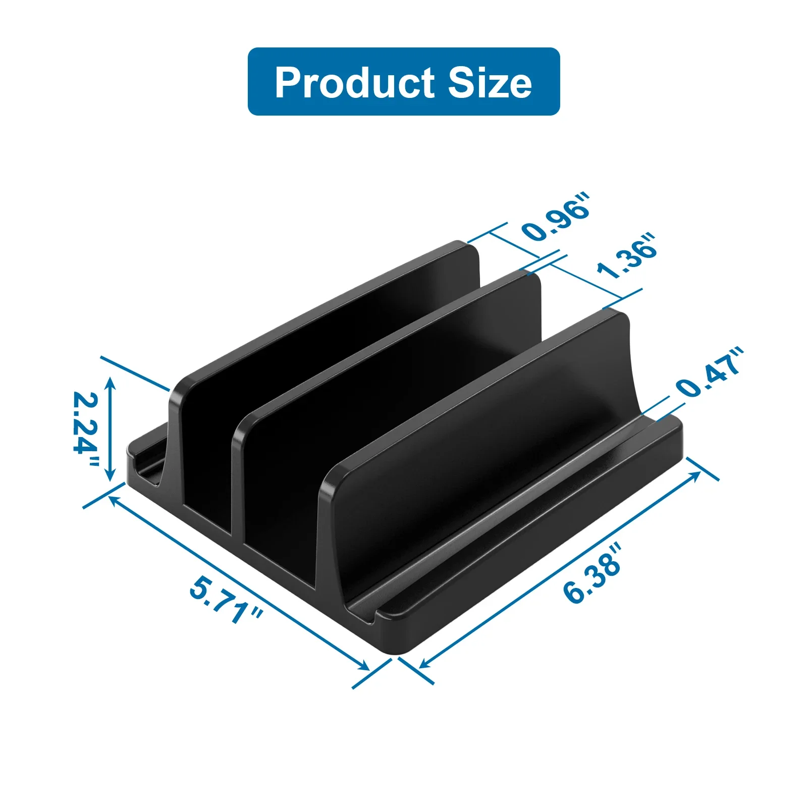 Vertical Laptop Stand for Desk,Dual Slots Plastic Laptop Holder with Space Saving Design,Laptop Stand Supports MacBook