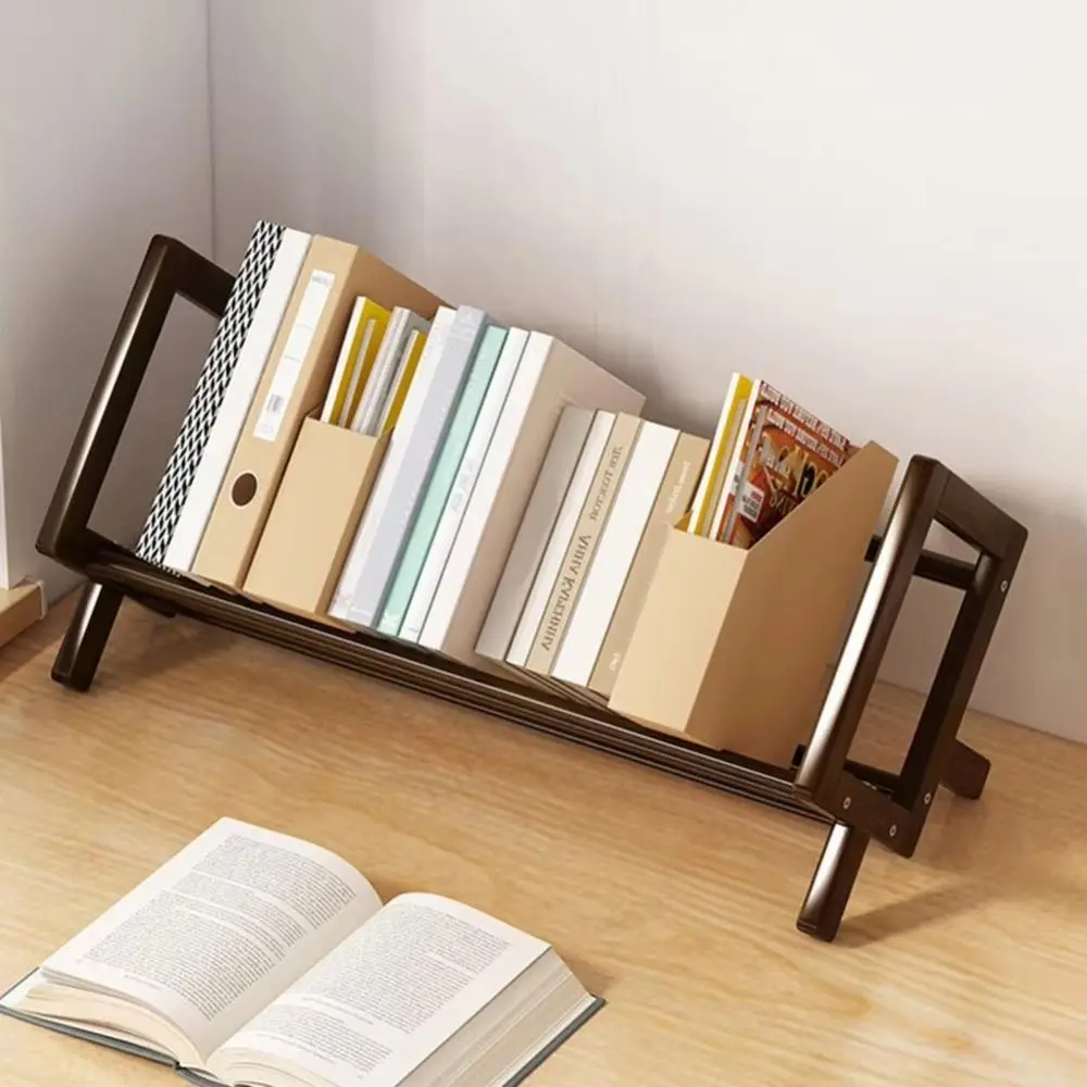 

Burr Free Wood Book Display Shelf Bamboo Space Saving Desktop Bookshelf Convenient Quick Assembly Magazine Storage Rack Home